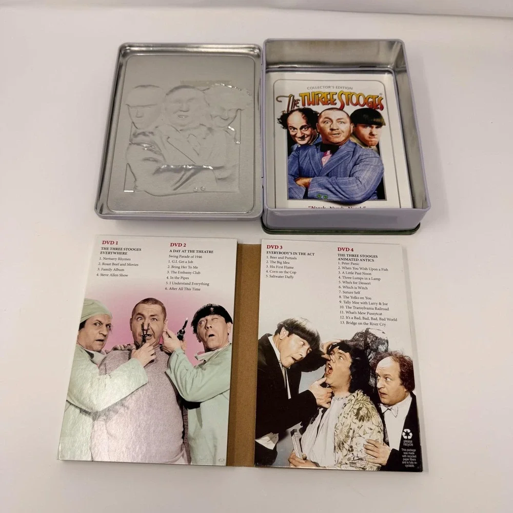 🎬 The Three Stooges Collector's Edition DVD Tin Nyuk Nyuk Nyuk Retro Comedy Set